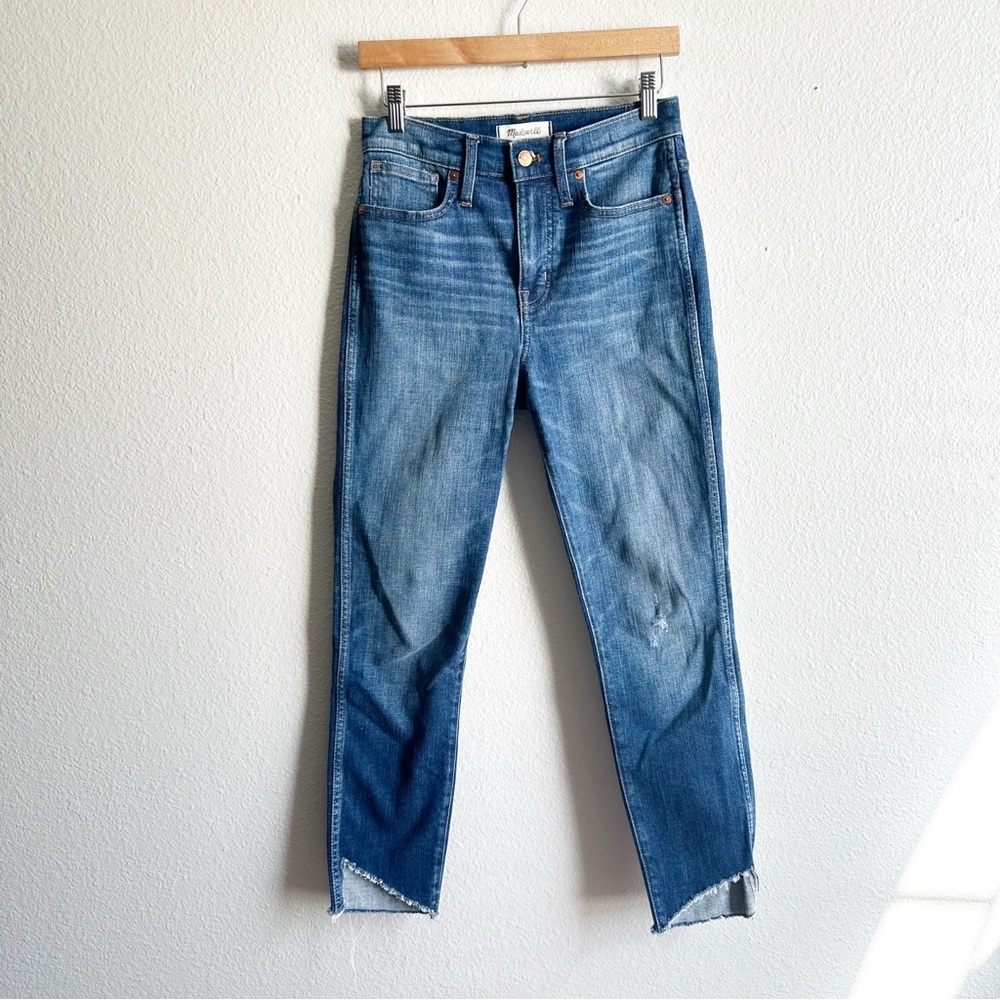 Madewell Jeans 10" High-Rise Skinny Cutout Tulip Hem Medium Wash Blue Size 26